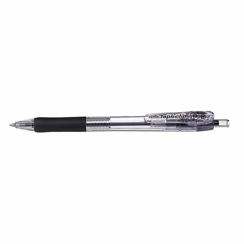 Pix Zebra Tapli Clip, retractabil, grip cauciucat, varf 0.7 mm, negru, confortabil pentru scriere