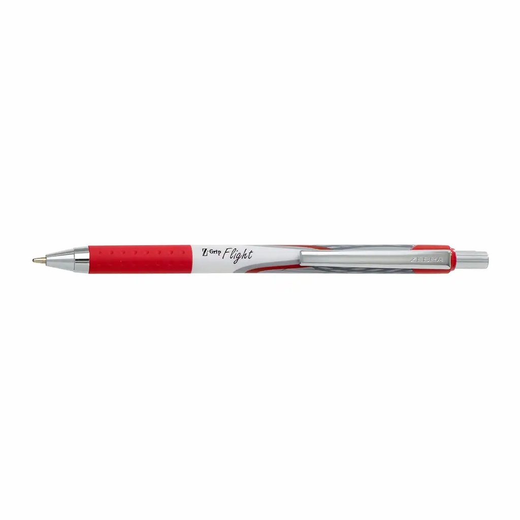 Pix retractabil Zebra Z-Grip Flight, varf 1.2 mm, rosu - confort si rezistenta pentru scrisul zilnic