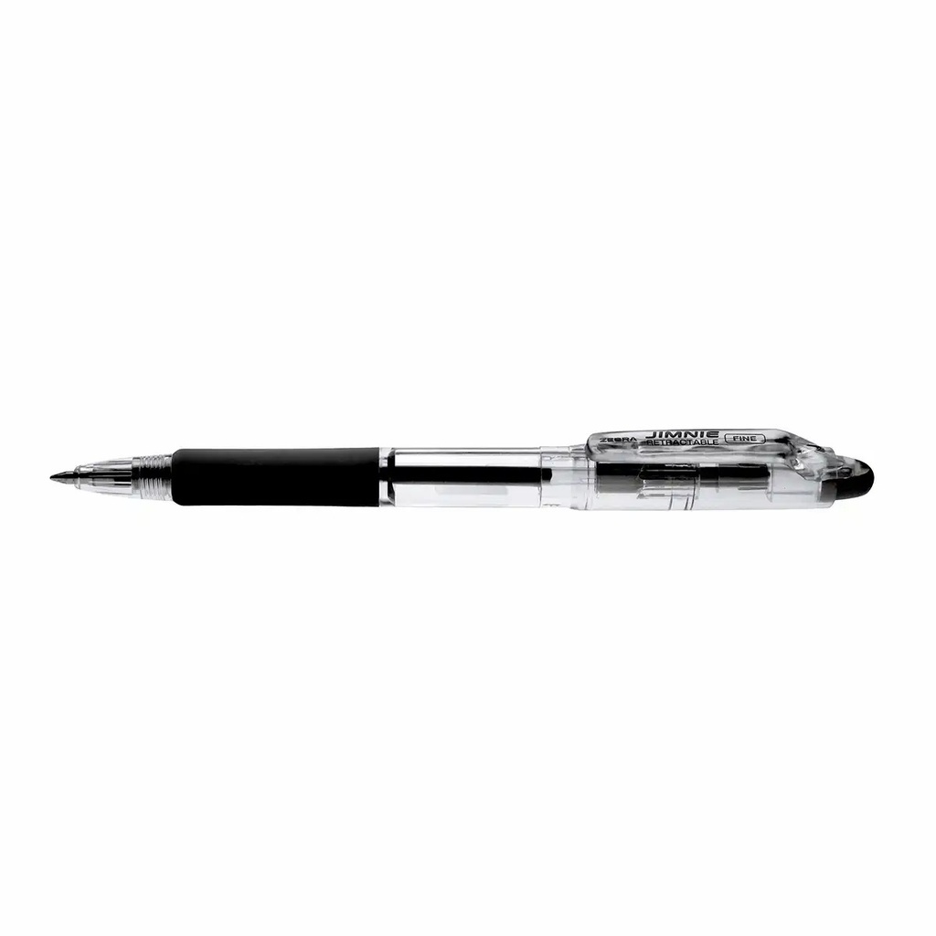 Pix retractabil Zebra Jimnie, grip cauciucat, corp plastic, 0.7 mm, negru, reincarcabil, economie si durabilitate