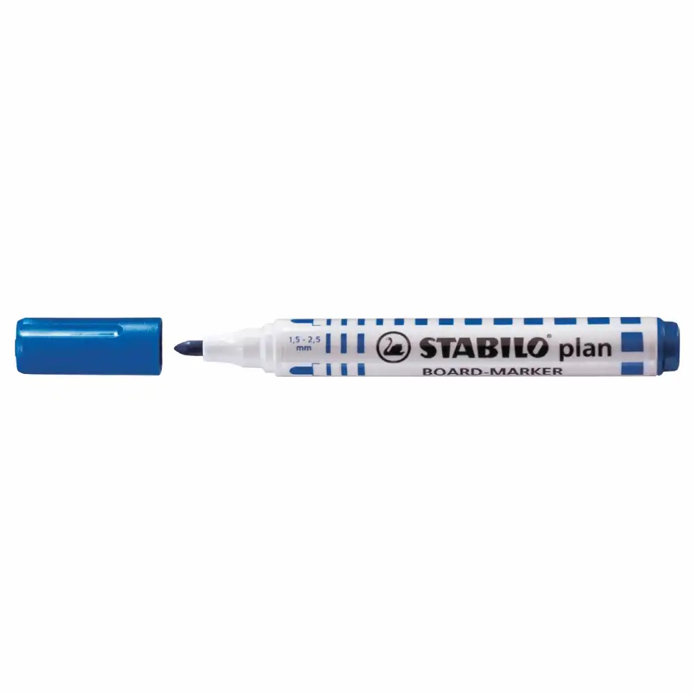 Marker Stabilo Plan 64, Reincarcabil, Varf Rotund 2.5-3.5mm, Albastru - Pentru Scriere Precisa si Usor de Sters