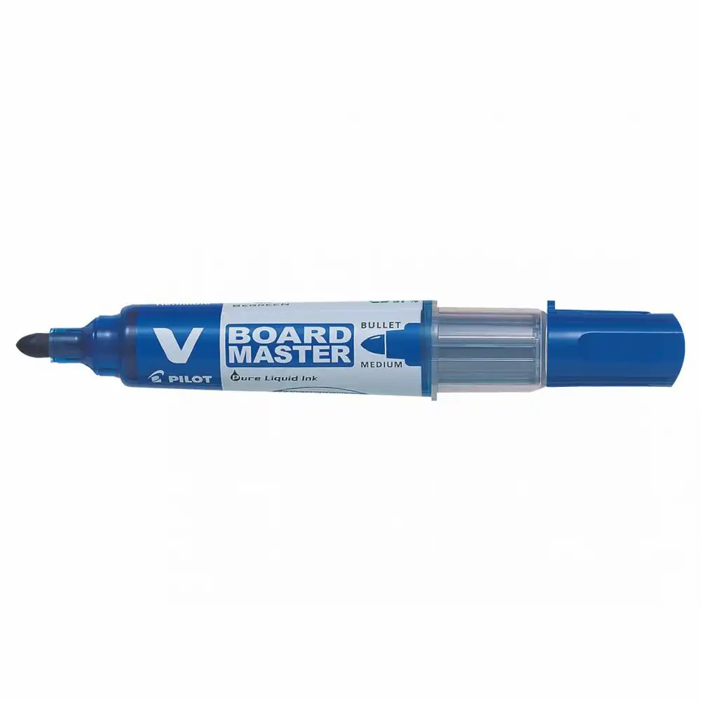 Marker pentru tabla Pilot V-Board Master, Varf Rotund 2.3-6 mm, Albastru, Reincarcabil, Culori Intense, Begreen