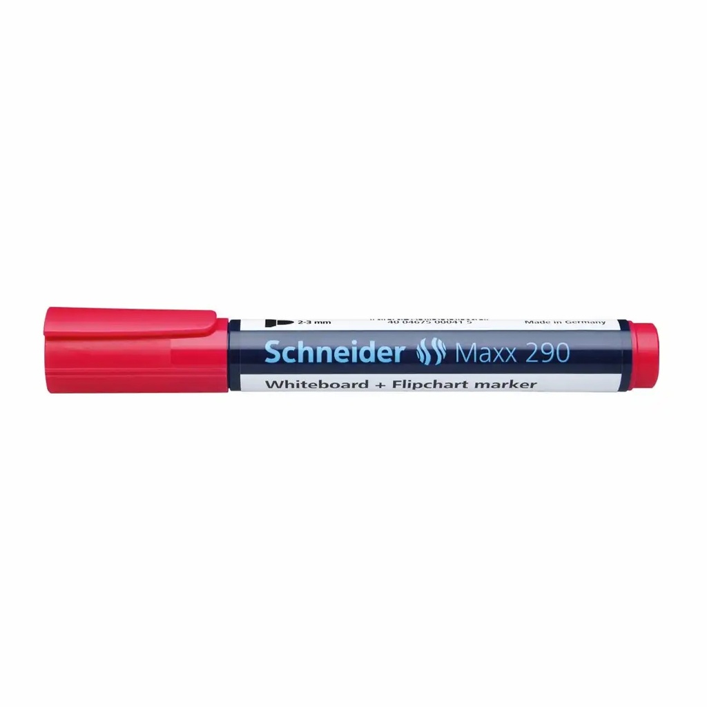 Marker pentru tabla Schneider Maxx 290, Varf Rotund 2-3 mm, Rosu, Set 10 Bucati