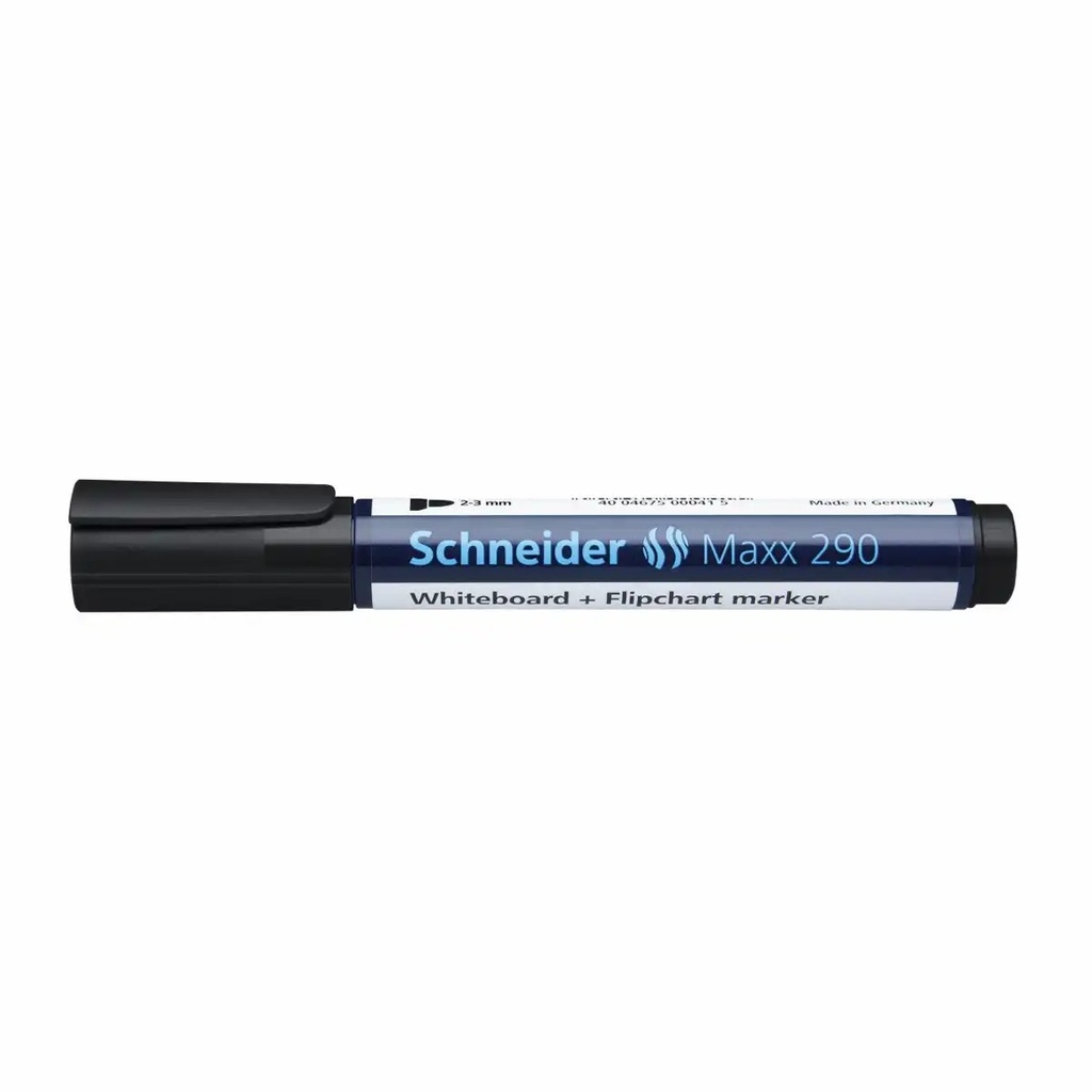 Marker Schneider Maxx 290, Varf Rotund 2-3 mm, Negru, 10 Bucati/Cutie, Compatibil Tabla si Flipchart