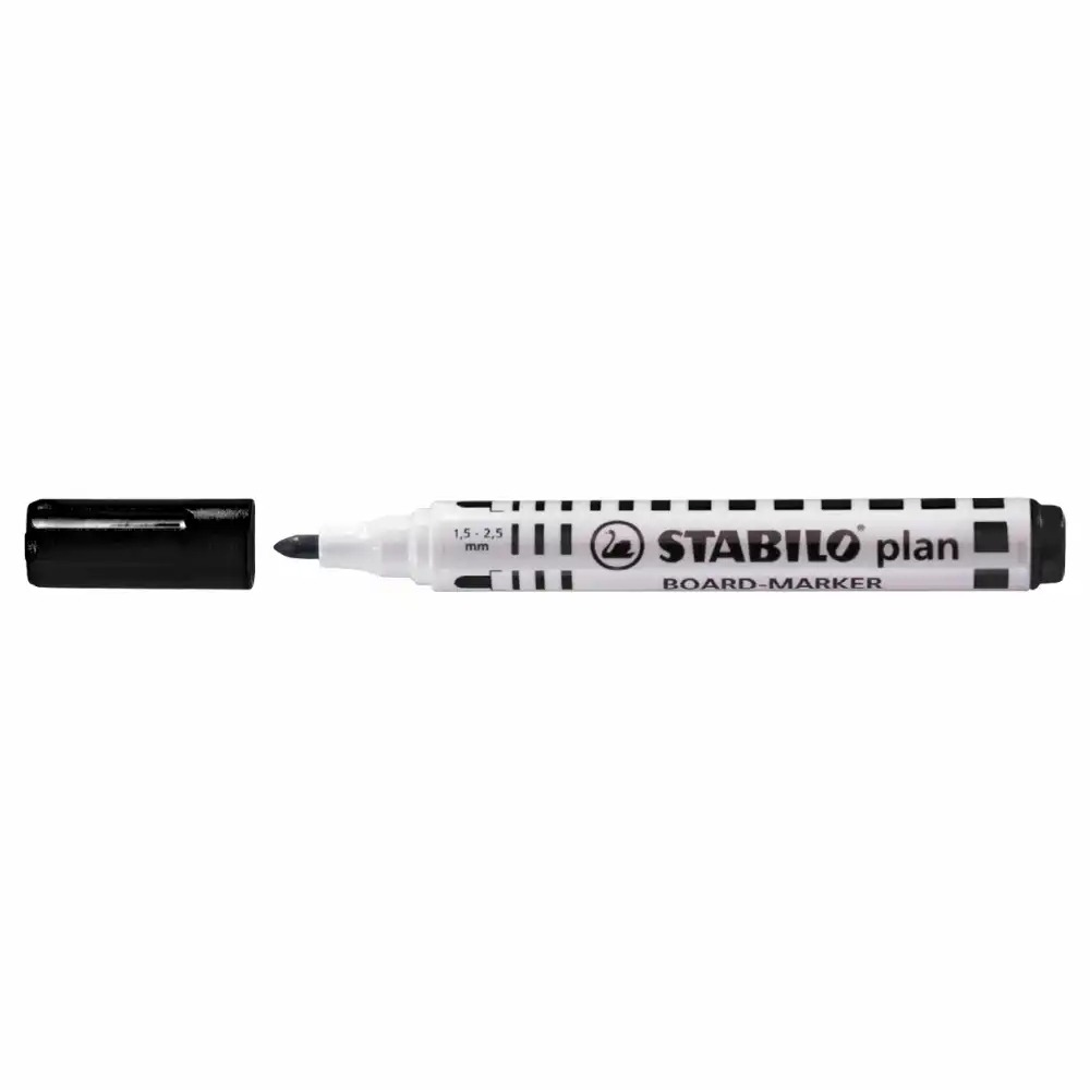 Marker Stabilo Plan 64 Reincarcabil, Varf Rotund 2.5-3.5mm, Negru - Scriere Nepermanenta, Eco-friendly