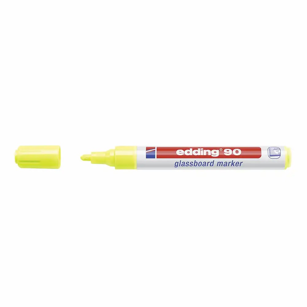 Marker Edding 90 pentru Sticla, Varf 2-3 mm, Galben Stralucitor