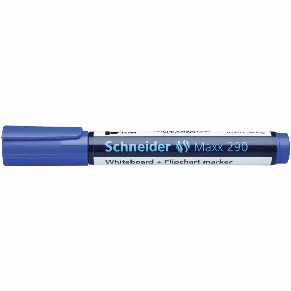 Marker pentru tabla Schneider Maxx 290, varf rotund 2-3 mm, albastru, set 10 bucati - Scriere curata si durabila
