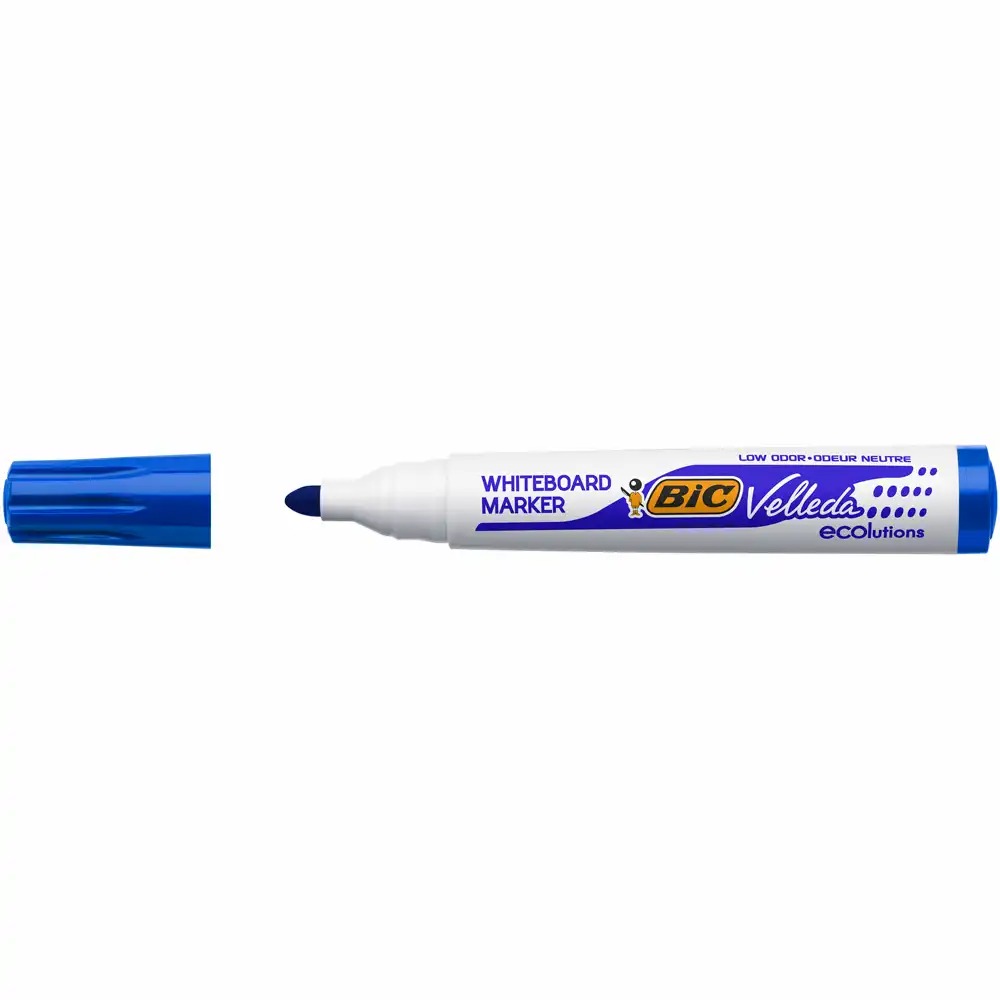 Marker tabla BIC ECO Velleda 1701, rotund 1.5 mm, scriere albastra, rezistent la stergere