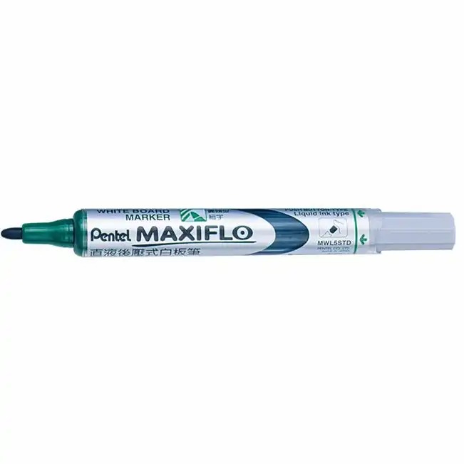Marker Pentel Maxiflo, Varf Rotund 4 mm, Verde Vibrant, Scriere Extinsa, Sistem Alimentare Inovator