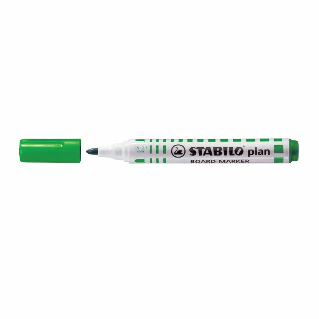 Marker Stabilo Plan 64, Varf Rotund 2.5-3.5mm, Verde Reincarcabil - Scriere Nepermanenta, Ecologic - Ideal pentru Tabla