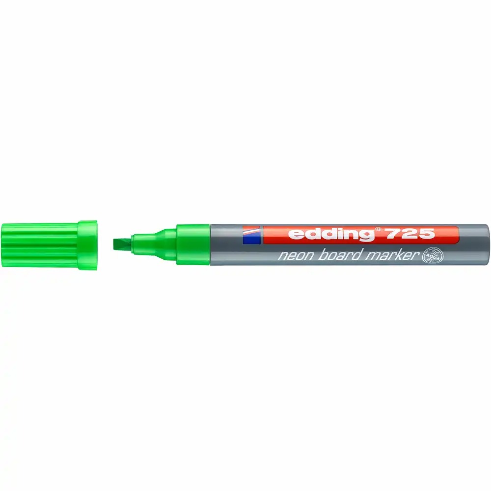 Marker Edding 725 neon, verde, varf 2-5 mm, pentru tabla - Stralucire si energie in etichetarea ta