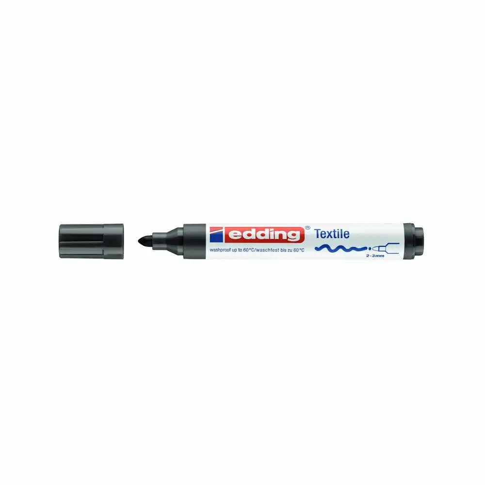 Marker Edding 4500 pentru textile, permanent, varf rotund 2-3 mm, negru - rezistenta culori, fixare prin calcare