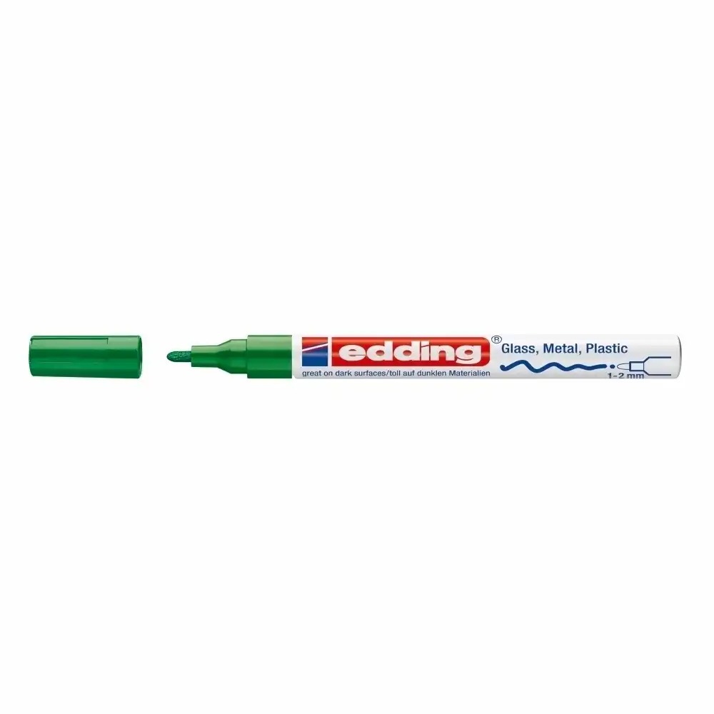 Marker permanent Edding 751, Corp Metalic, Varf Rotund 1-2 mm, Verde Opaque, Versatil pe Materiale Diverse