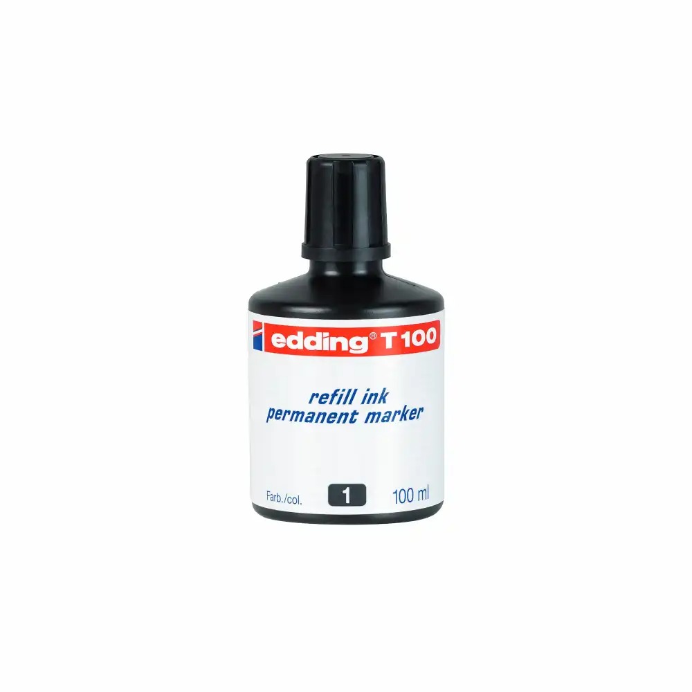 Tus Edding T100, Marker Permanent, 100ml, Negru Intens, Reincarcare Precisa