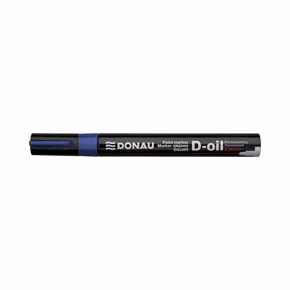 Marker permanent Donau, vopsea albastra, varf rotund 2.8 mm, durabil si precis