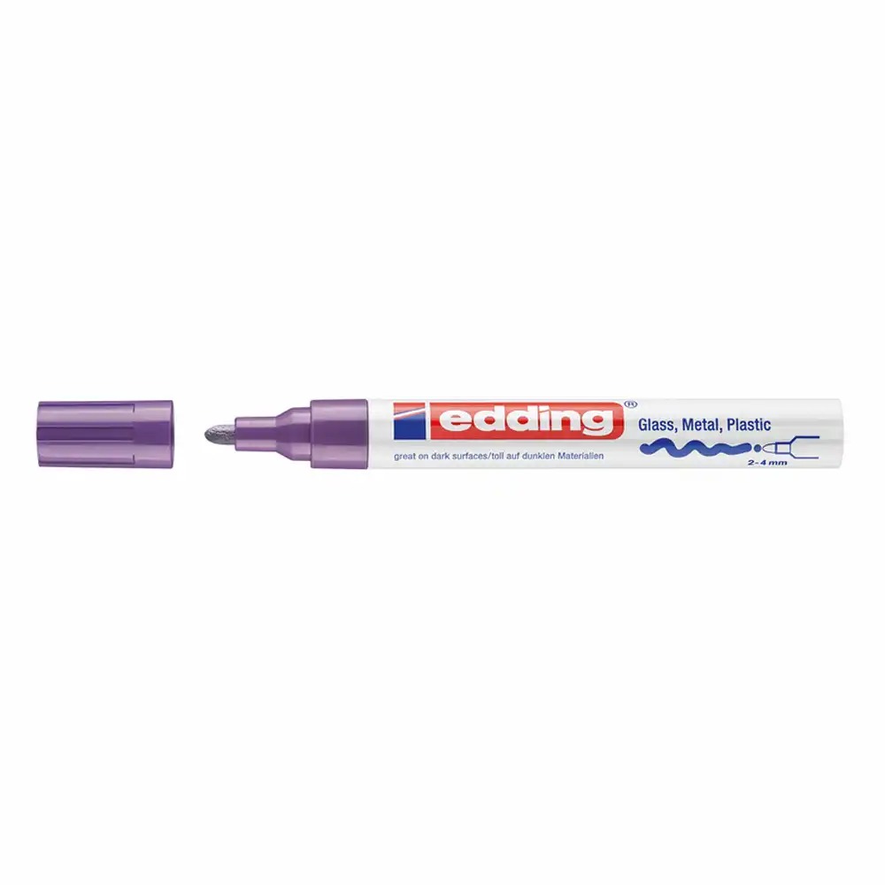 Marker permanent Edding 750, Corp Metalic, Varf Rotund 2-4 mm, Violet - Scriere Precisa si Durabila, Vopsea Opaque, Versatilitate In Aplicare