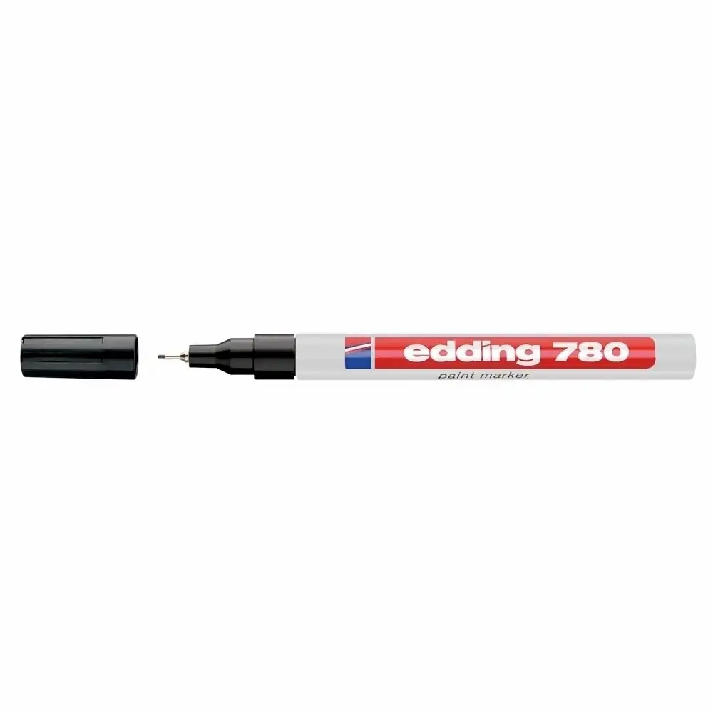 Marker permanent Edding 780, corp aluminiu, vopsea neagra, varf rotund 0.8 mm