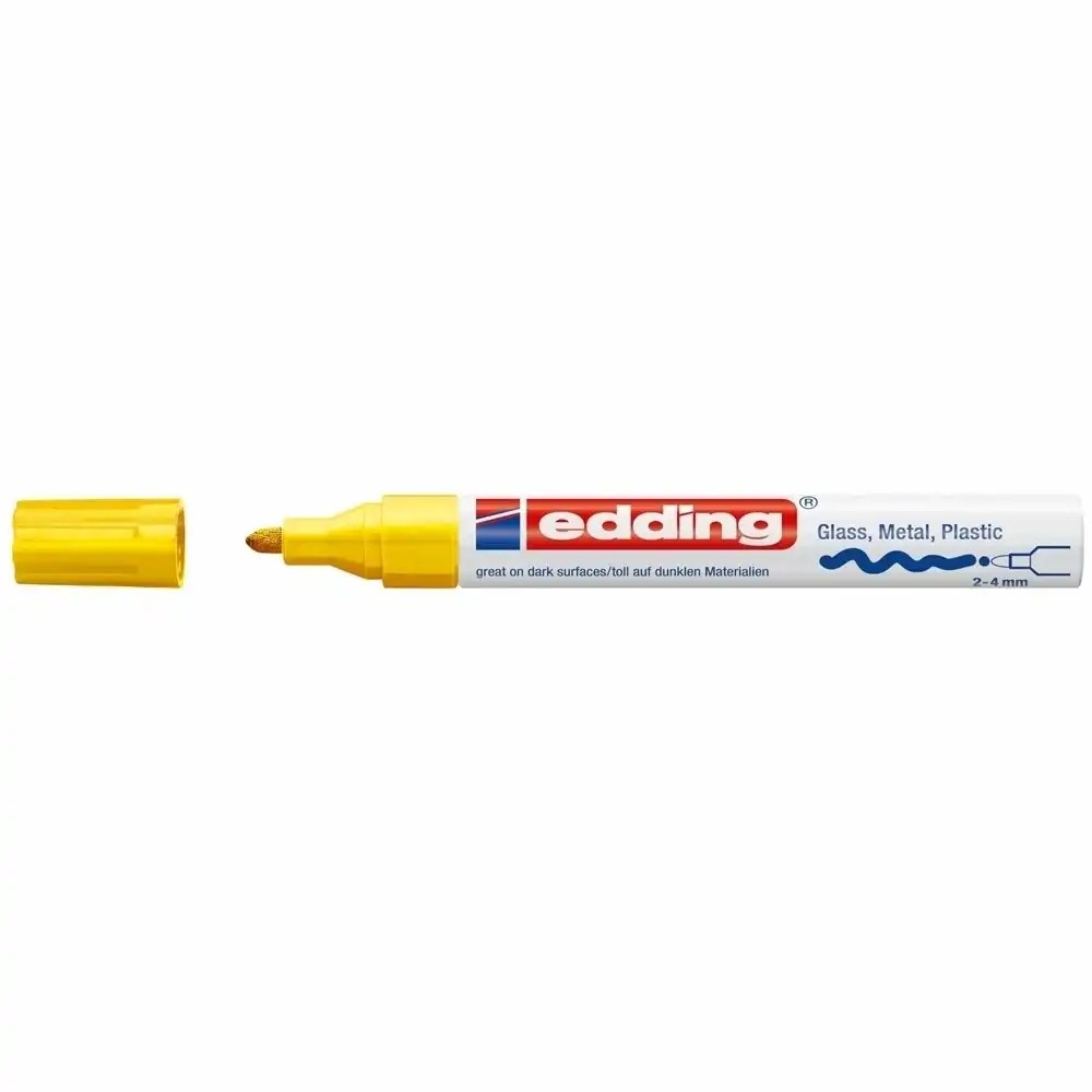 Marker permanent Edding 750, corp metalic, varf rotund 2-4 mm, galben - Scriere precisa si durabila, ideal pentru diverse materiale