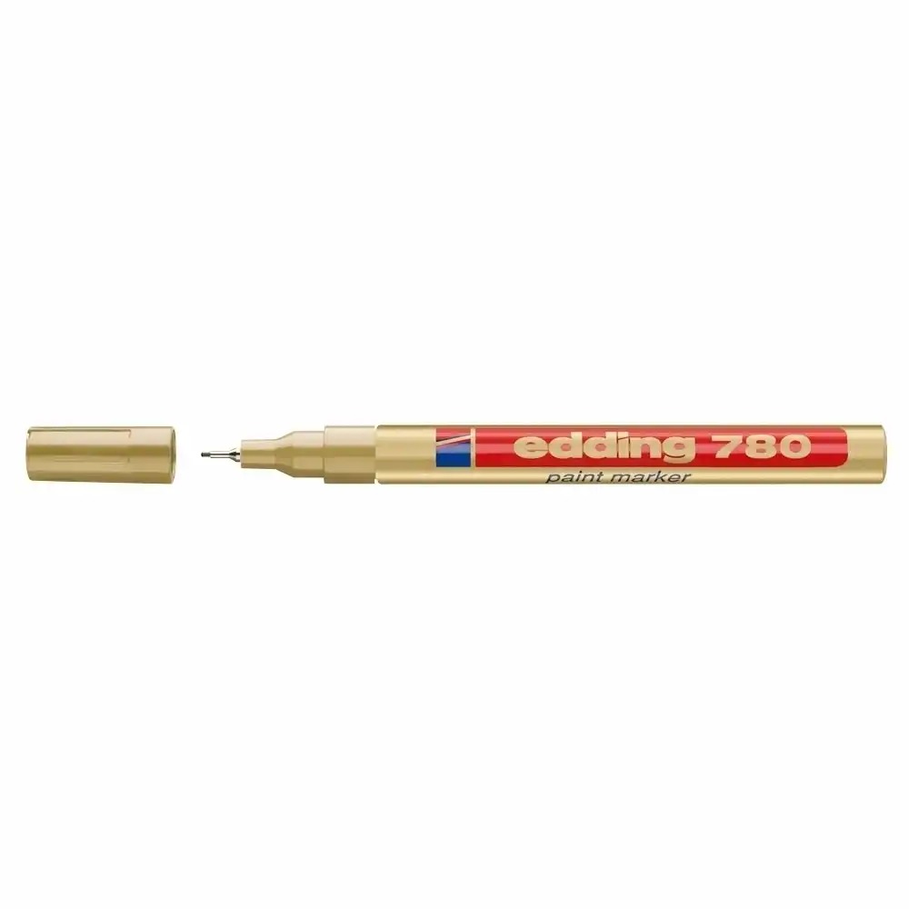 Marker permanent Edding 780, 0.8 mm, auriu, corp aluminiu - marcari precise si durabile