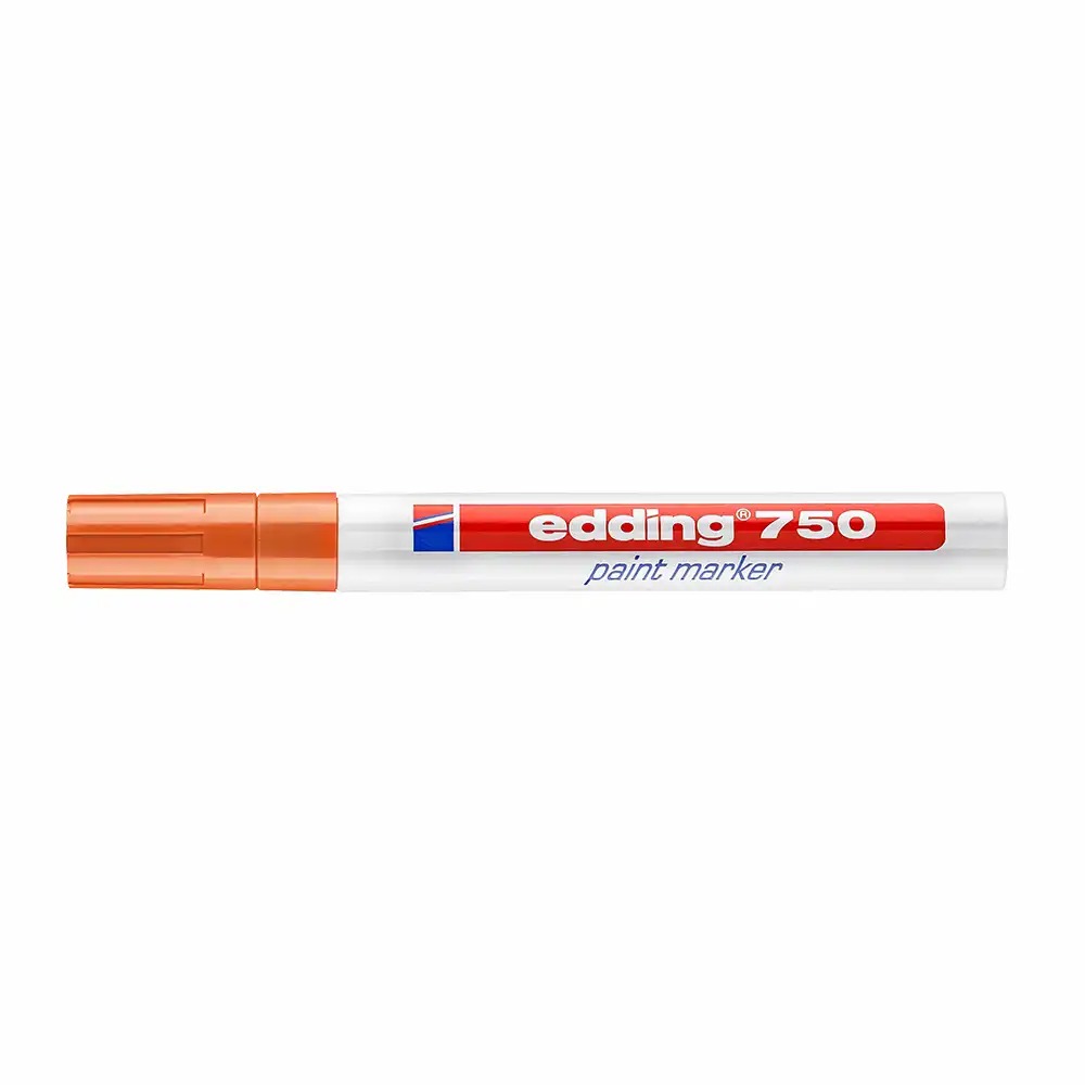 Marker Edding 750, vopsea portocalie, corp metalic, varf 2-4 mm, rezistent la intemperii