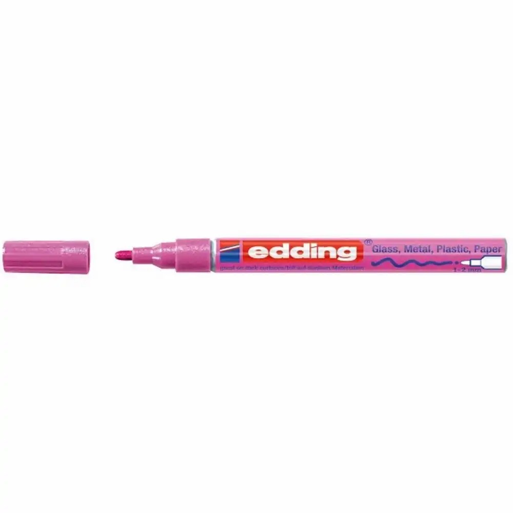 Marker permanent Edding 751 cu vopsea, varf 1-2mm, roz, pentru scriere precisa si stralucitoare