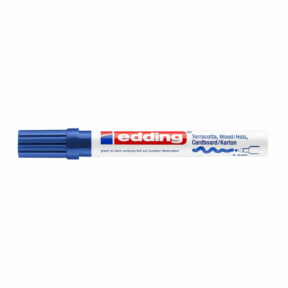 Marker Edding 4000 cu vopsea mata, albastru, varf 2-4 mm, rezistent la intemperii, pentru suprafete aspre