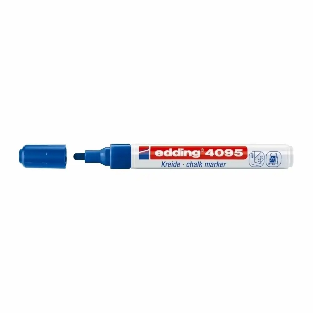 Marker pentru sticla Edding 4095, albastru, varf rotund 2-3 mm, opacitate excelenta