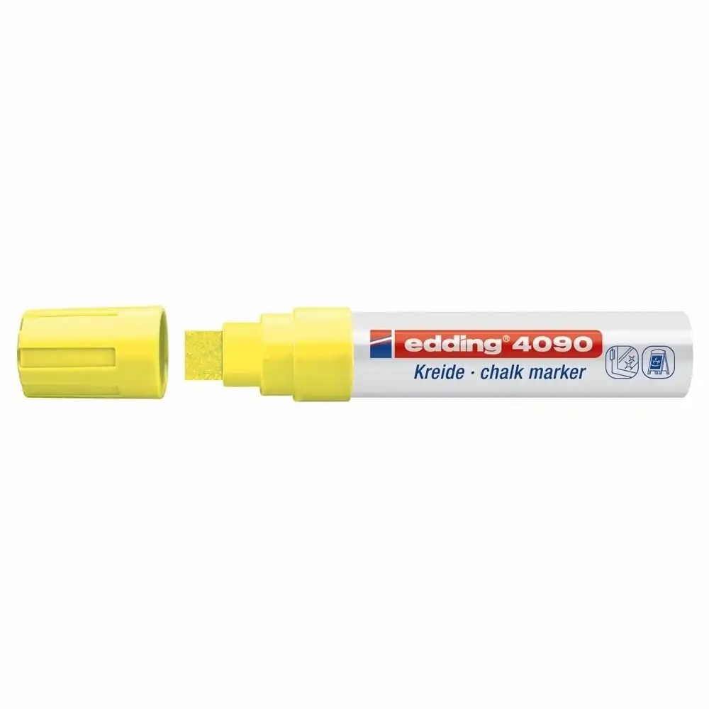 Marker Edding 4090, creta lichida, varf retezat 4-15 mm, galben - pentru sticla, ferestre si tablouri