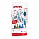 Set 5 markere textile Edding 4500, varf 2-3 mm, rezistente la spalare, culori variate