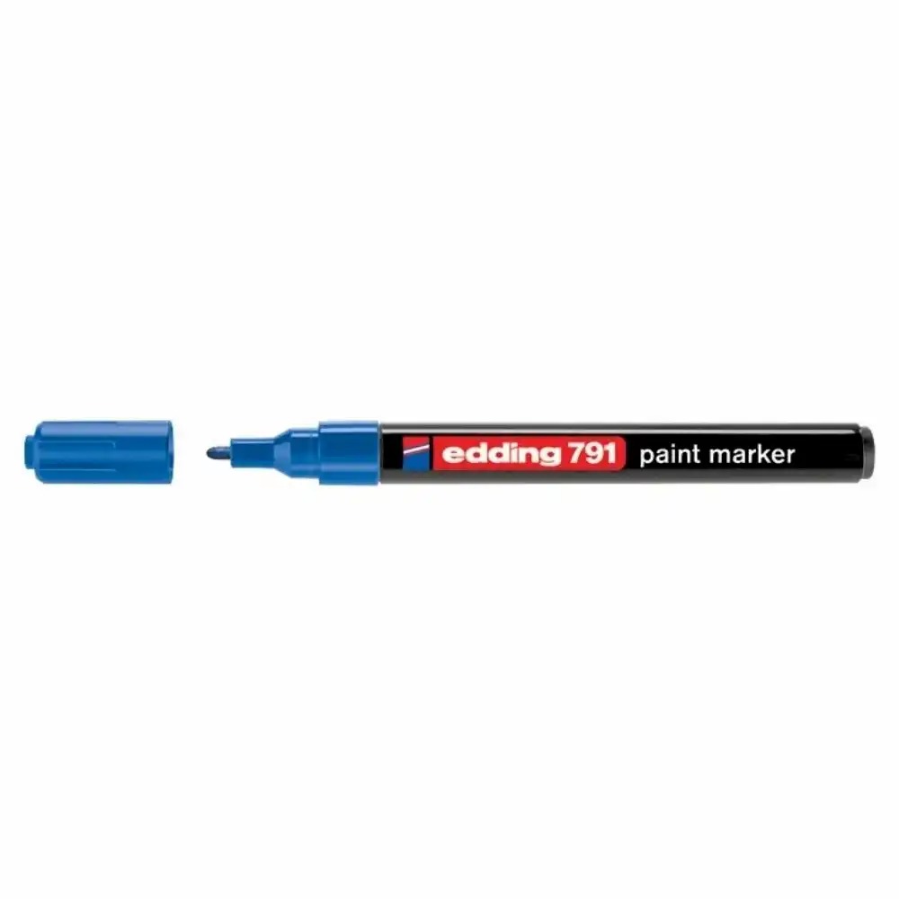 Marker permanent Edding 791, Varf Rotund 1-2 mm, Albastru, Scriere Opaque, Sigur pentru Mediu