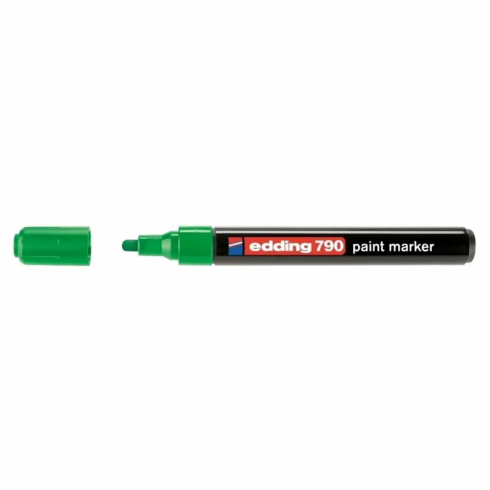 Marker permanent Edding 790, Vopsea Opaque, Corp Plastic, Varf Rotund 2-3 mm, Verde