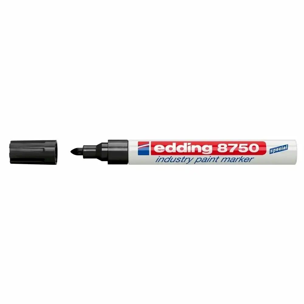 Marker permanent Edding 8750, corp aluminiu, vopsea neagra, varf rotund 2-4 mm