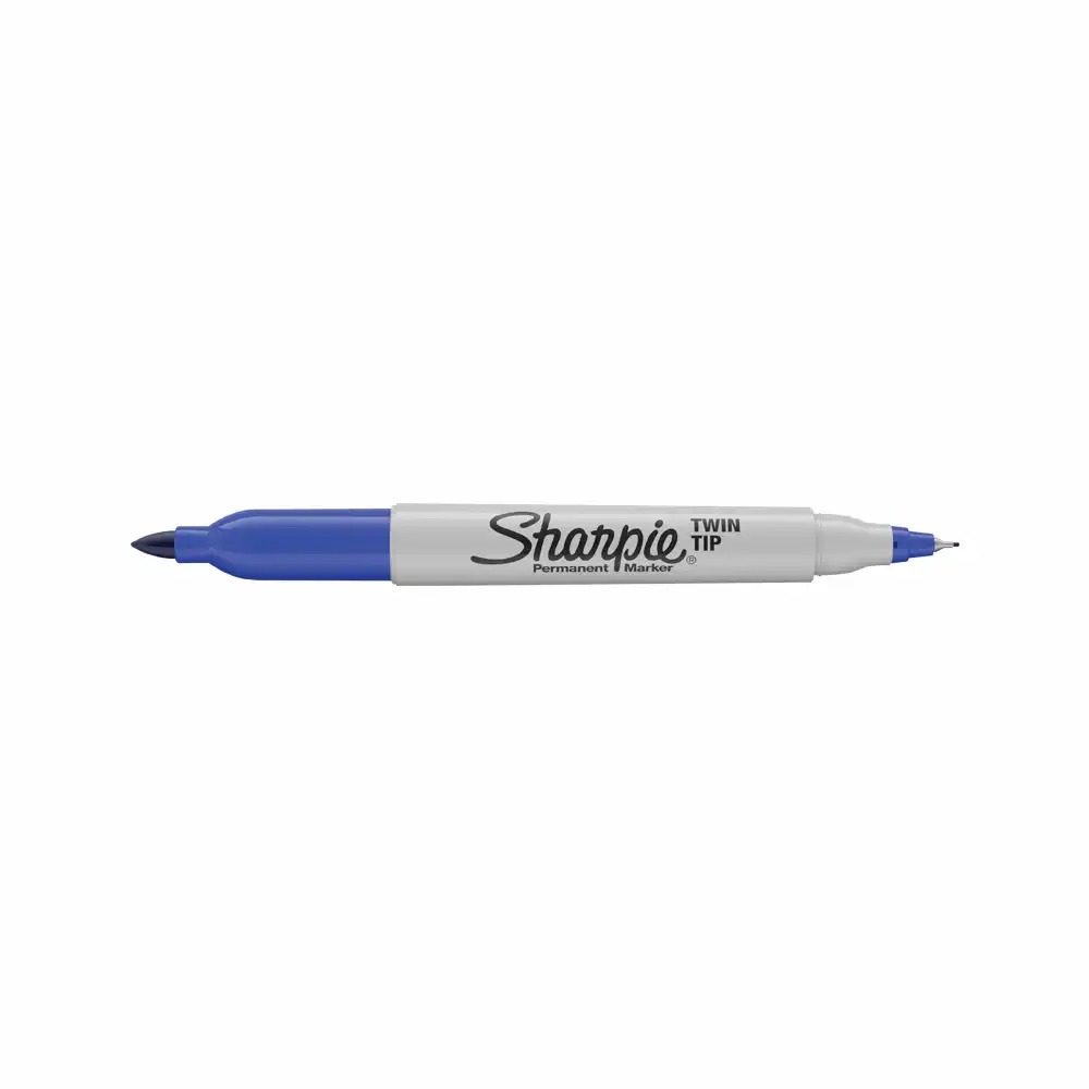 Marker permanent Papermate Sharpie cu doua capete, 0.5 mm si 1 mm, albastru - scriere precisa si durabila, ideal pentru diverse suprafete