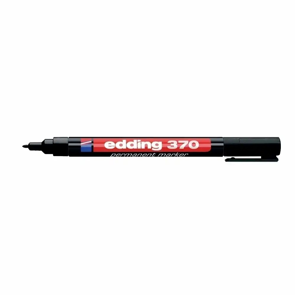 Marker permanent Edding 370, Varf Rotund 1 mm, Rezistent la Apa, Reincarcabil, Negru