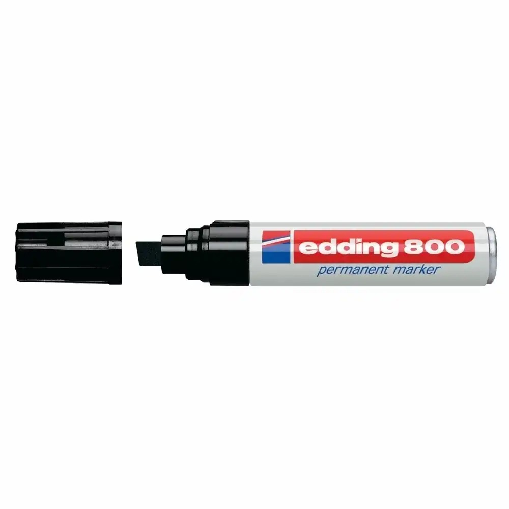 Marker permanent Edding 800, Corp Aluminiu, Varf Retezat 4-12 mm, Negru, Reincarcabil