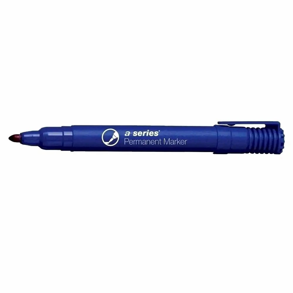 Marker permanent A-series, varf rotund 2 mm, albastru intens - Economie si precizie