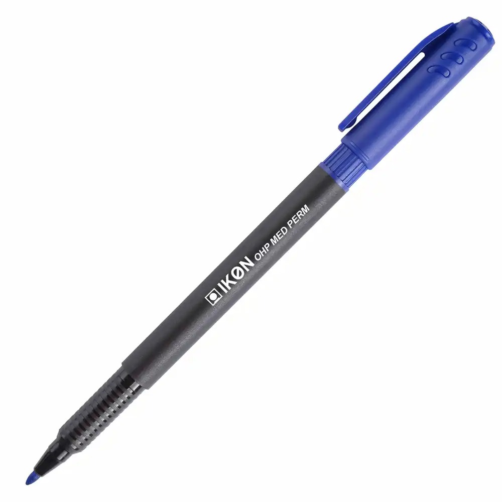 Marker permanent OHP IKON, varf mediu 1 mm, albastru - Scriere precisa pe suprafete netede