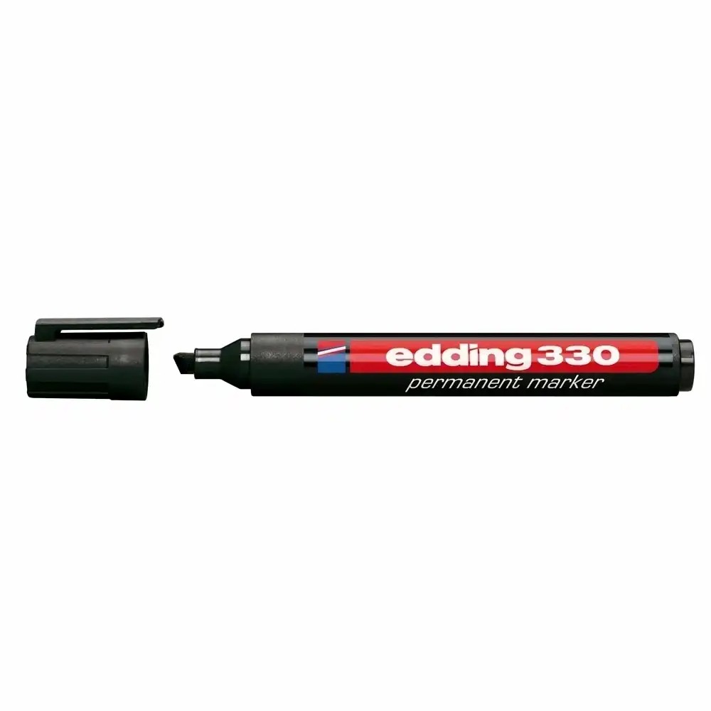 Marker permanent Edding 330, Corp Plastic, Varf Retezat 1-5 mm, Negru, Reincarcabil, Cerneala Fara Solventi