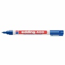 Marker permanent Edding 400, Varf Rotund 1mm, Albastru - Rezistent la Apa, Corp Practic, Reincarcabil