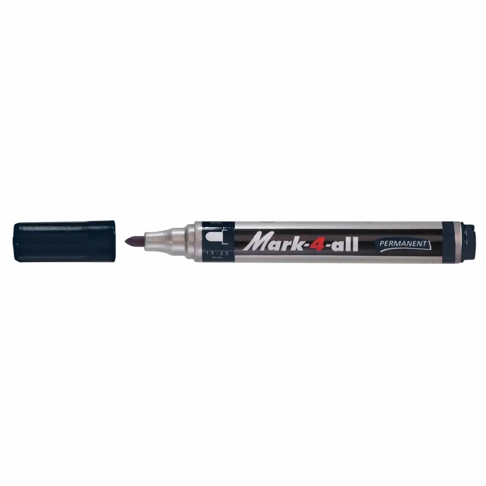Marker permanent Stabilo Mark-4-All, Varf Rotund 1.5-2.5 mm, Negru, Ideal pentru Diverse Suprafete