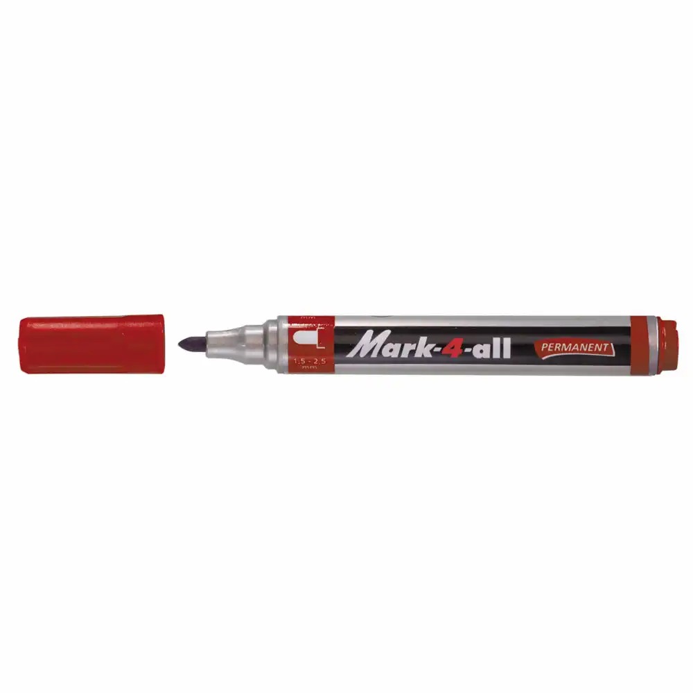 Marker permanent Stabilo Mark-4-All, Varf Rotund 1.5-2.5mm, Rosu - Ideal pentru Diverse Suprafete