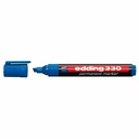 Marker permanent Edding 330, corp plastic, varf retezat ajustabil 1-5 mm, albastru, reincarcabil, cerneala sigura, clip de prindere