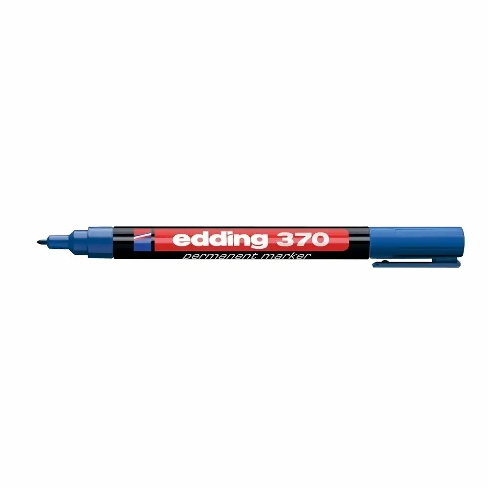 Marker permanent Edding 370, Varf Rotund 1 mm, Albastru, Rezistent la Apa, Reincarcabil