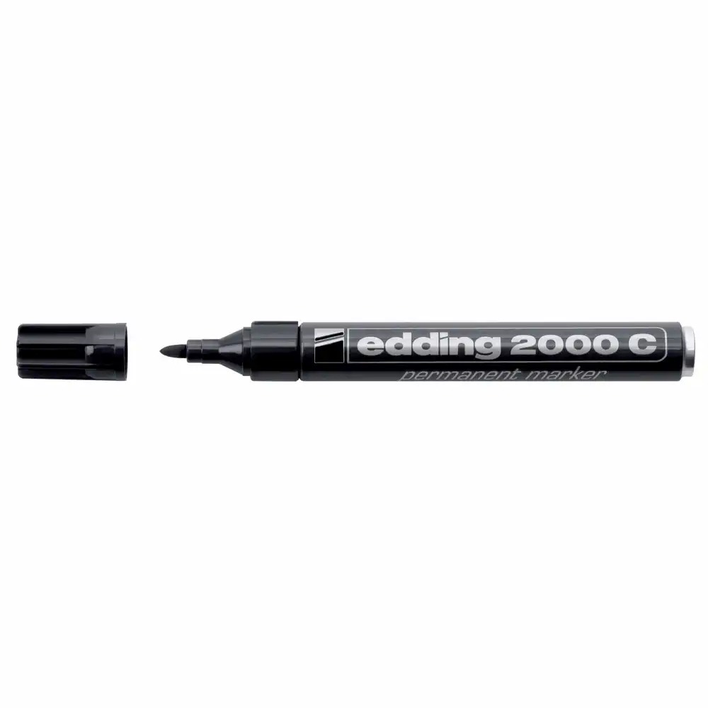 Marker permanent Edding 2000C, Corp Metalic, Varf Rotund 1.5-3 mm, Negru - Reincarcabil, Scriere pe Diverse Suprafete