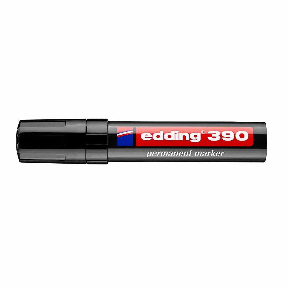Marker permanent Edding 390, Varf Retezat 4-12 mm, Rezistent la Apa, Reincarcabil, Negru