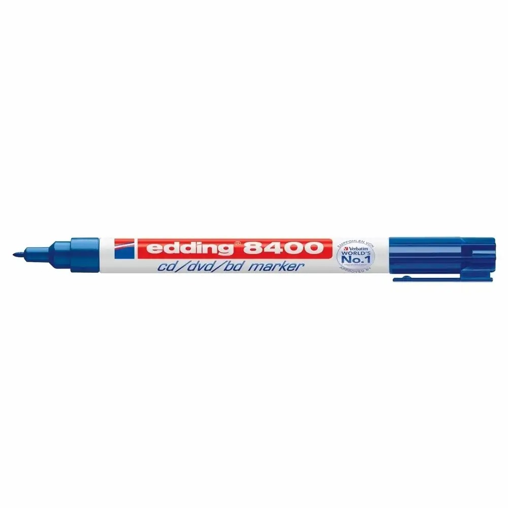 Marker permanent Edding 8400, pentru CD/DVD/BD, varf rotund 0.75 mm, albastru, scriere precisa si durabila