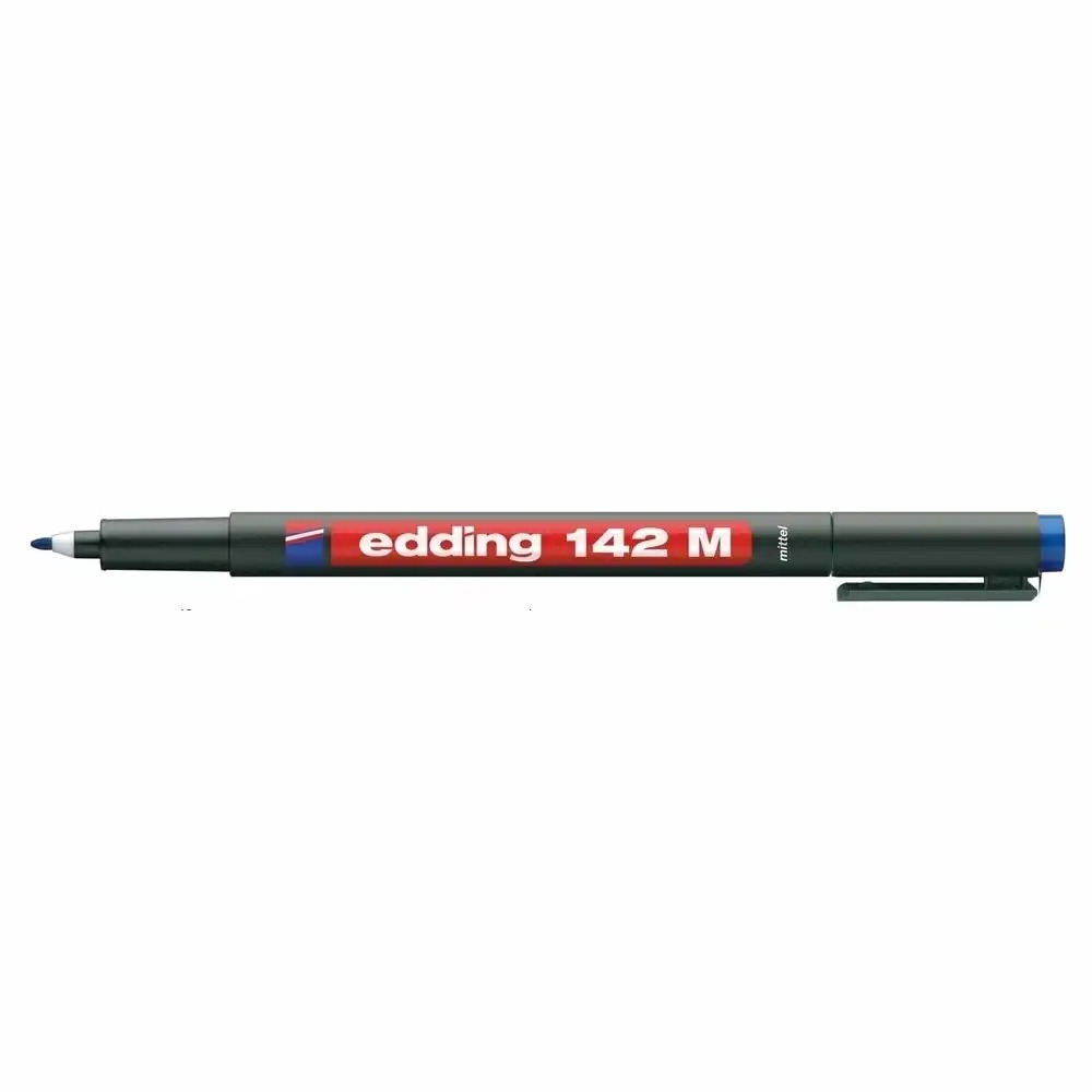 Marker permanent Edding OHP 142M, varf rotund 1 mm, albastru, rezistent la apa, ideal pentru suprafete transparente