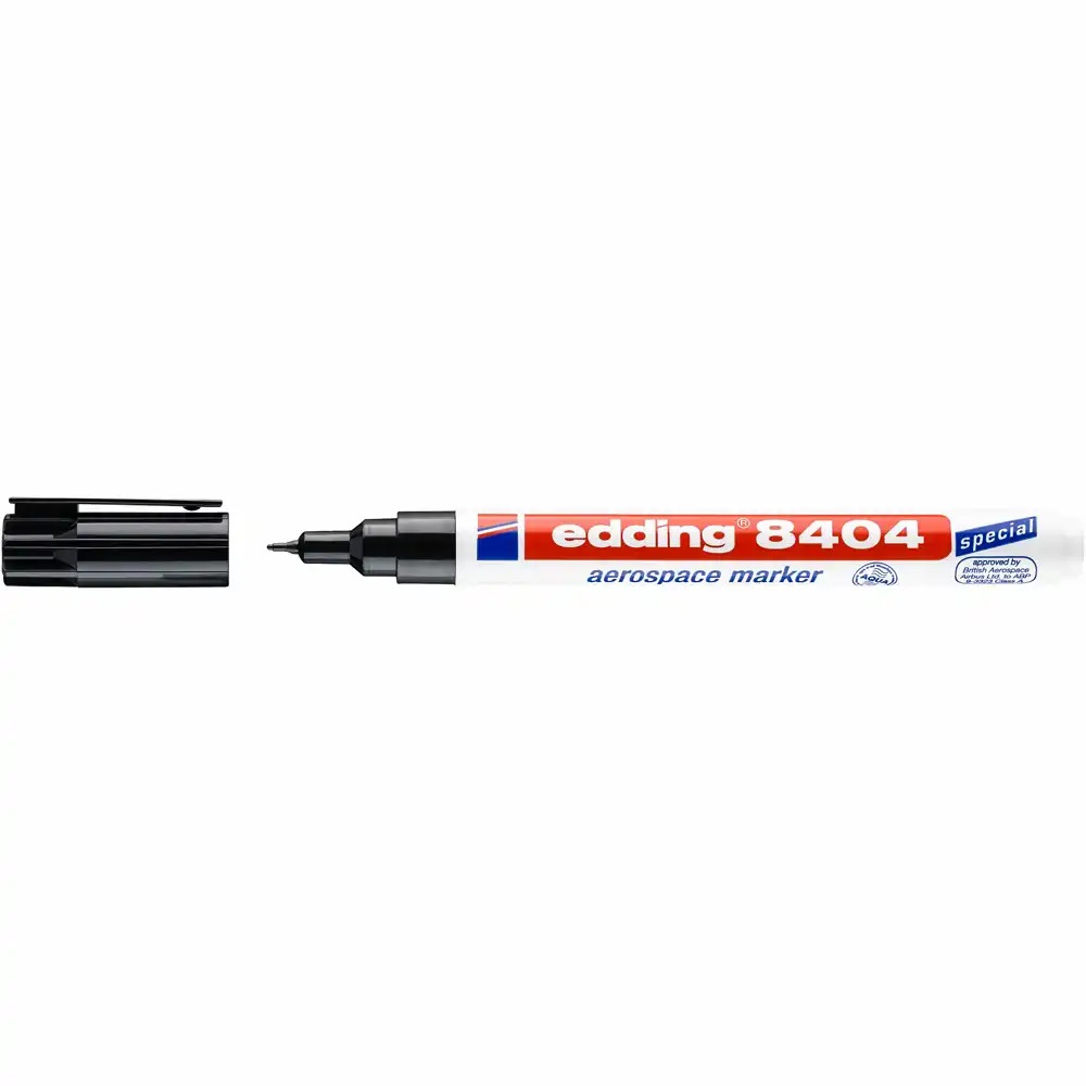 Marker Edding 8404 Aerospace, Permanent, Varf Rotund 0.75 mm, Negru, Aprobat de British Aerospace Airbus Ltd