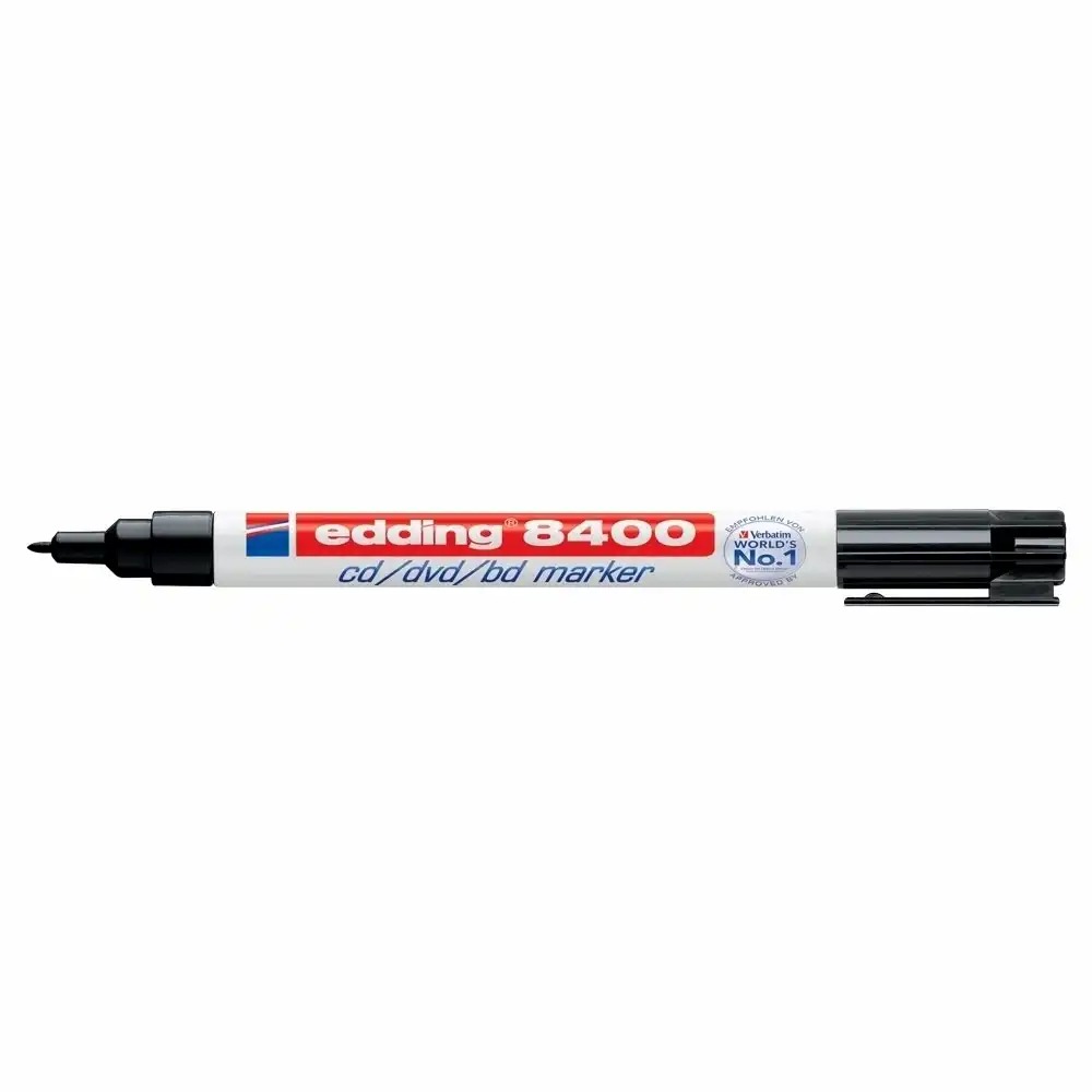 Marker permanent Edding 8400 pentru CD/DVD/BD, Varf Rotund 0.75 mm, Negru - Scriere Durabila si Precisa