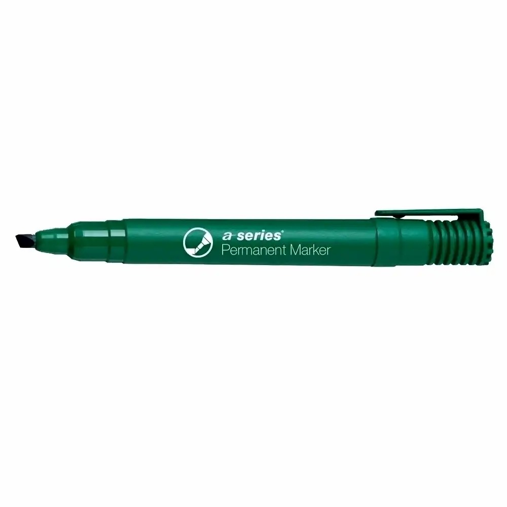 Marker permanent A-series, varf retezat 2-5 mm, verde intens, economic - ideal pentru scrieri precise