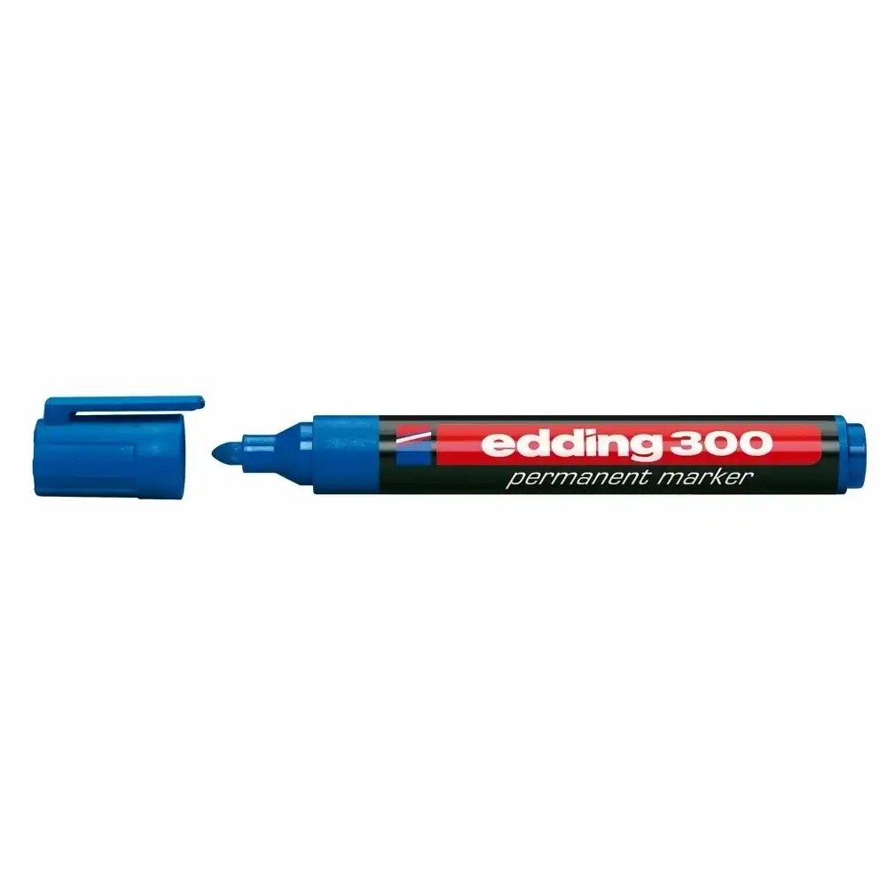Marker permanent Edding 300, corp plastic, varf rotund 1.5-3 mm, albastru - Reincarcabil si versatil, ideal pentru diverse suprafete